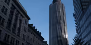 Skyrise at end of street