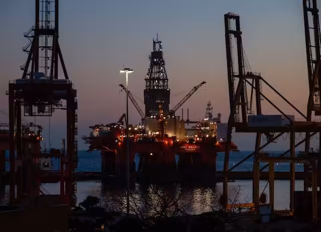 Oil Platform North Sea at Dusk